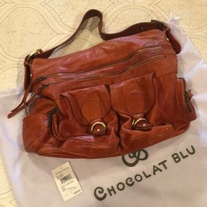Chocolat Blu Orange Leather Boho Style Bag